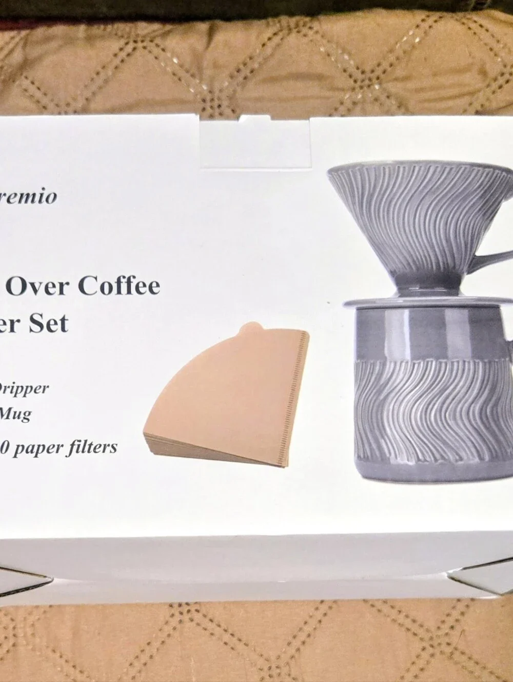 Polydremio Ceramic Pour-Over Coffee Dripper & Mug Set - Gray